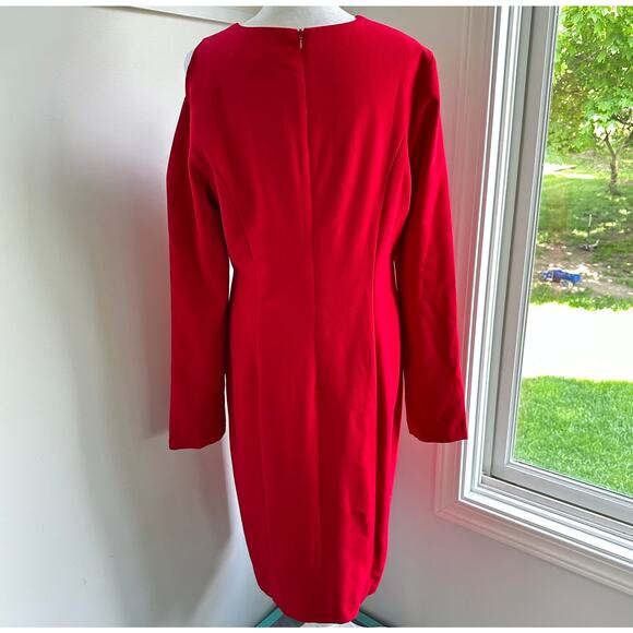 Black Halo NWT Covina Bonfire Red Single Cold Shoulder Sheath Dress Sz 14 XL - Picture 10 of 13